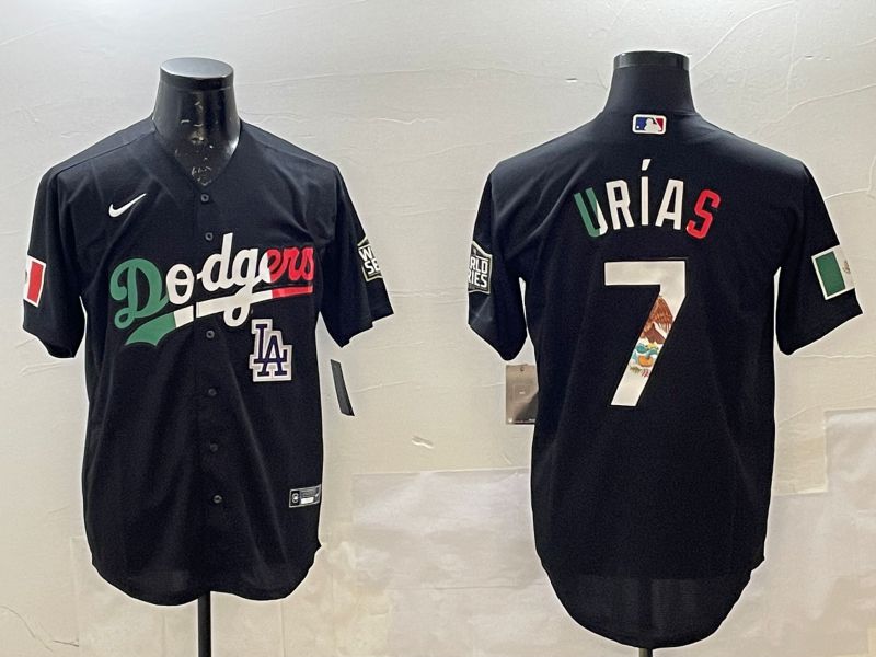 Men Los Angeles Dodgers 7 Urias Black Fashion 2025 Nike MLB Jersey style 10